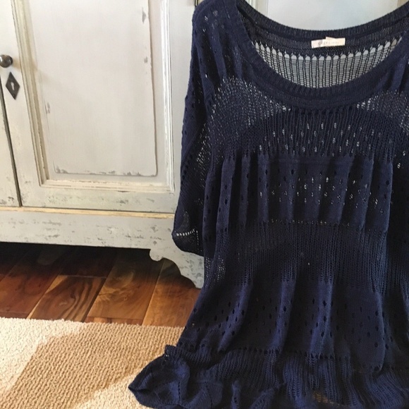 NewPlus Size Boutique Navy Crochet Knit Sweater - Picture 3 of 8